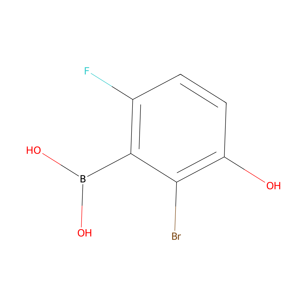 2-Bromo-6-fluoro-3-hydroxyphenylboronic acid molecular structure, CAS 1451392-83-8