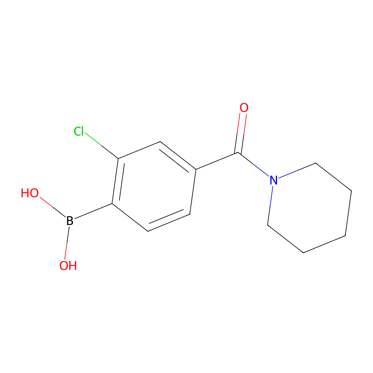 2-Chloro-4-(1-piperidinylcarbonyl)phenylboronic acid molecular structure, CAS 1451392-96-3