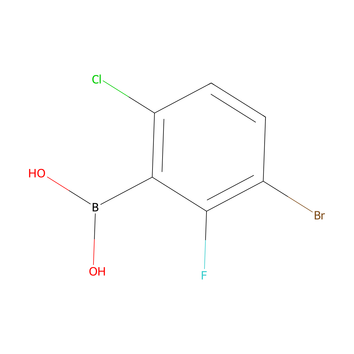 3-Bromo-6-chloro-2-fluorophenylboronic acid molecular structure, CAS 1451393-00-2