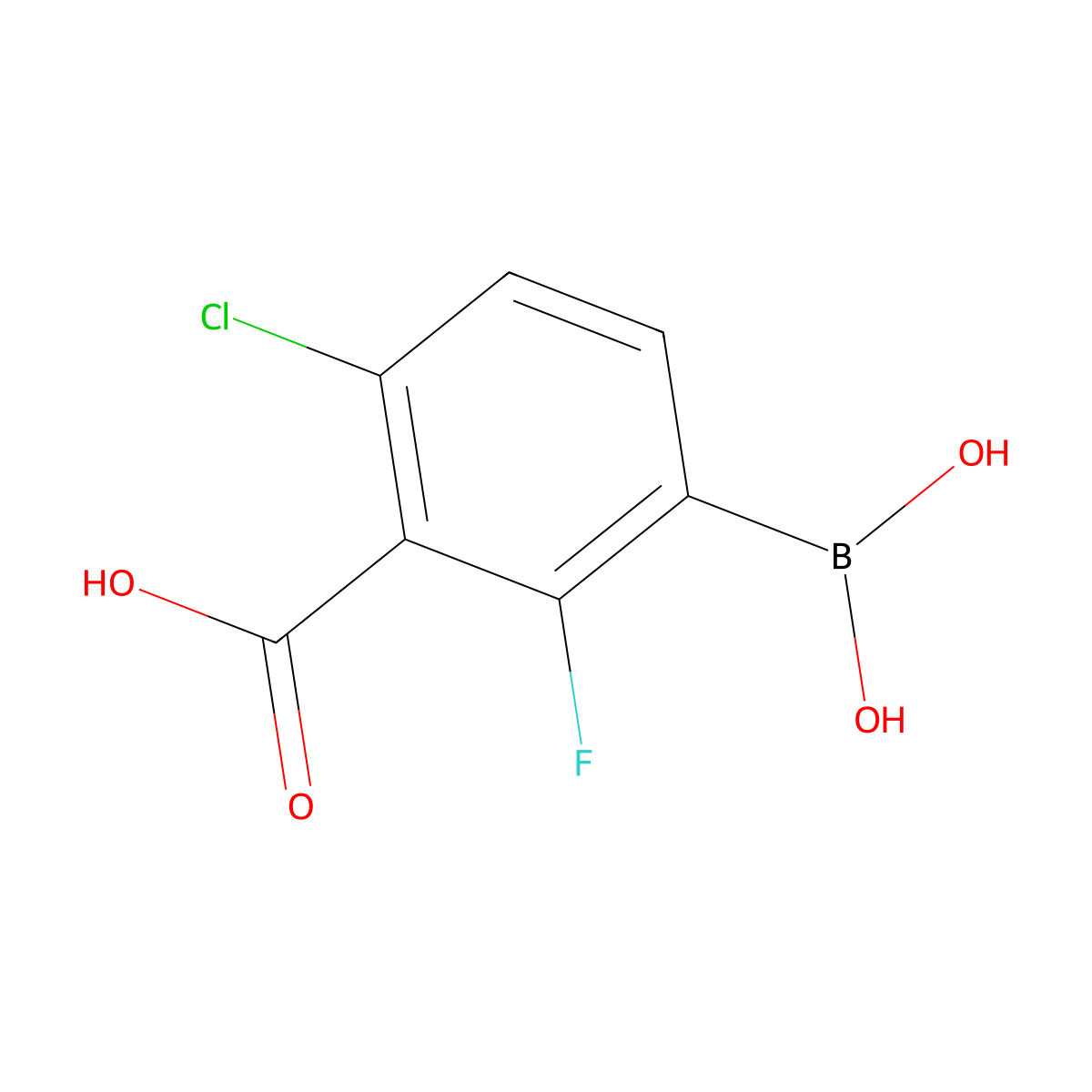 3-Carboxy-4-chloro-2-fluorophenylboronic acid molecular structure, CAS 1451393-04-6