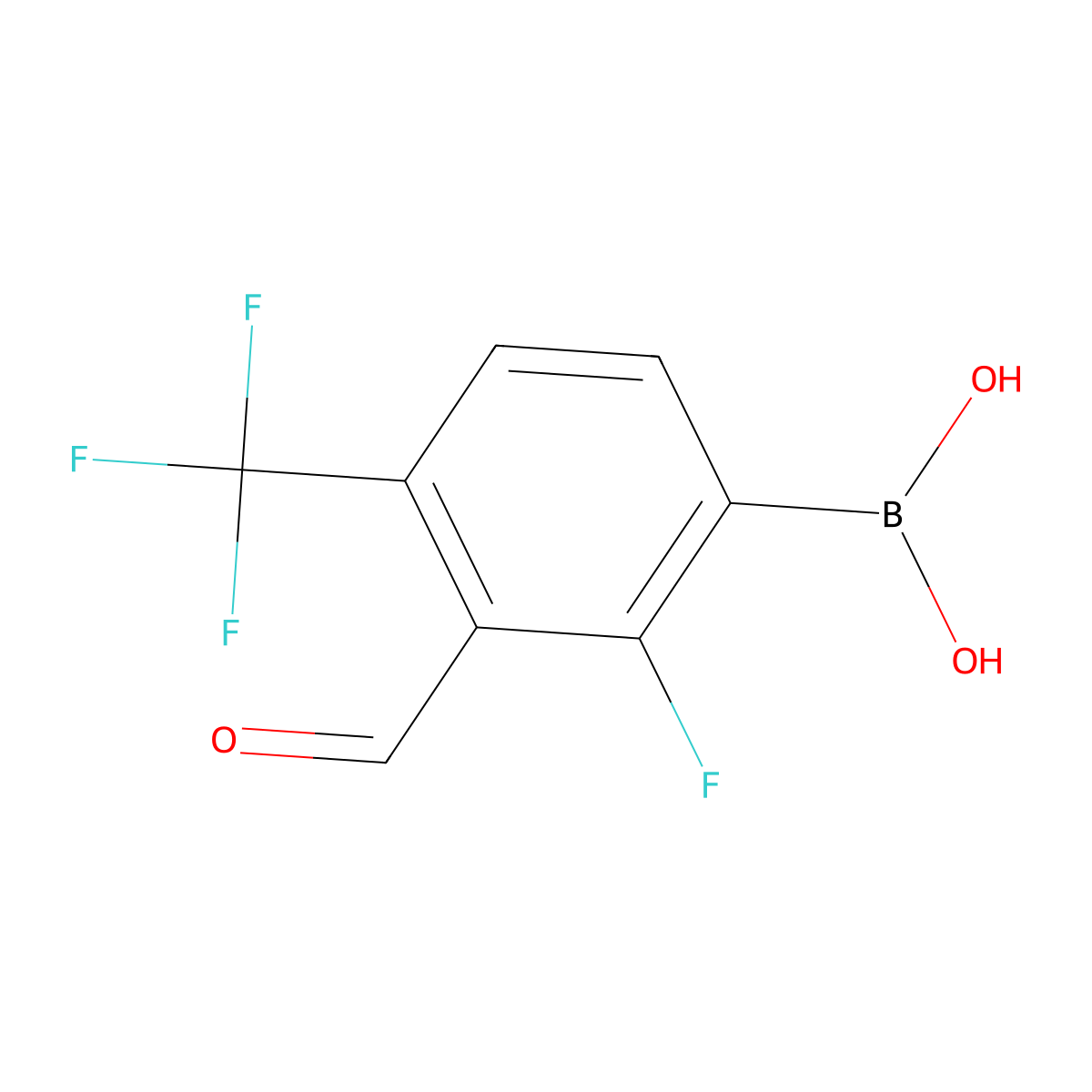 2-Fluoro-3-formyl-4-(trifluoromethyl)phenylboronic acid molecular structure, CAS 1451393-07-9
