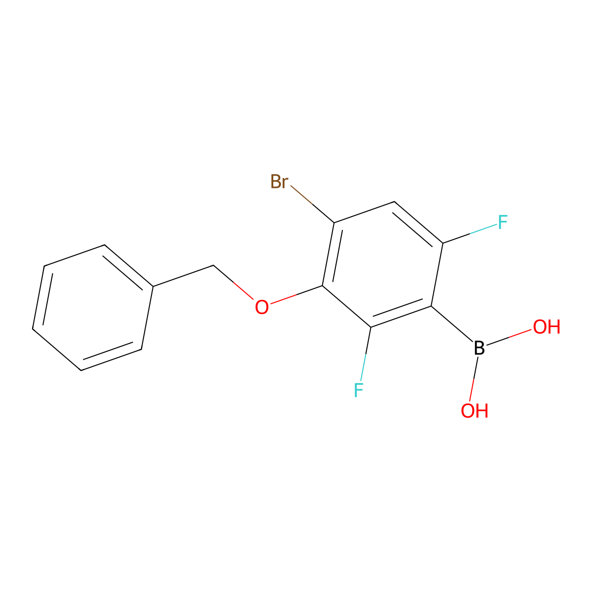 3-Benzyloxy-4-bromo-2,6-difluorophenylboronic acid molecular structure, CAS 1451393-14-8