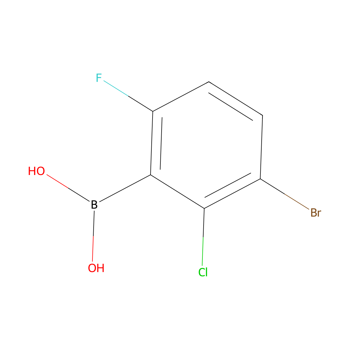 3-Bromo-2-chloro-6-fluorophenylboronic acid molecular structure, CAS 1451393-16-0