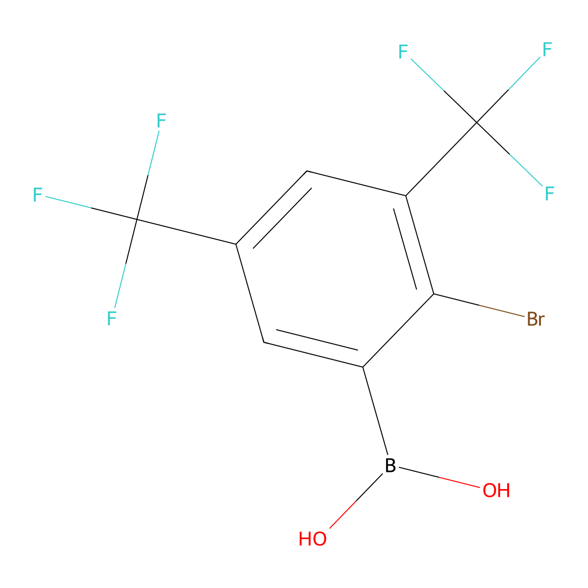 3,5-Bis(trifluoromethyl)-2-bromophenylboronic acid molecular structure, CAS 1451393-23-9