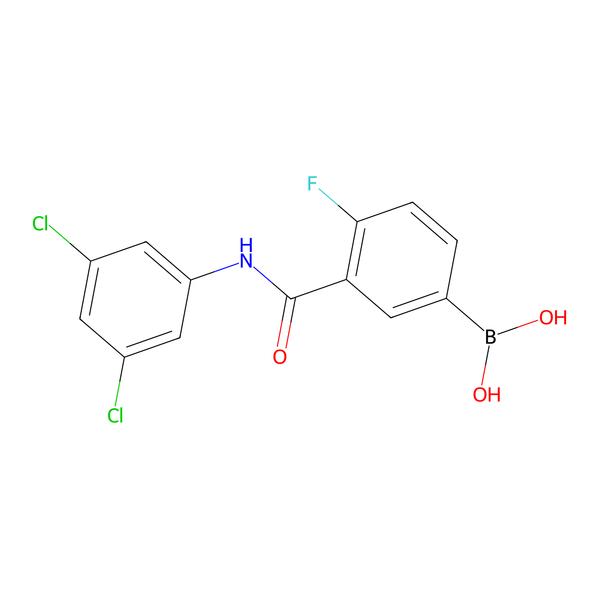 3-(3,5-Dichlorophenylcarbamoyl)-4-fluorophenylboronic acid molecular structure, CAS 1451393-28-4