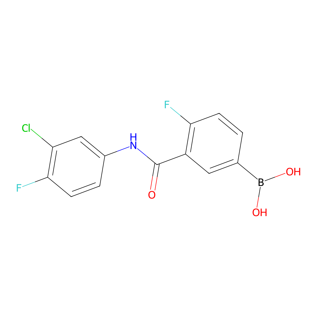 3-(3-Chloro-4-fluorophenylcarbamoyl)-4-fluorophenylboronic acid molecular structure, CAS 1451393-29-5
