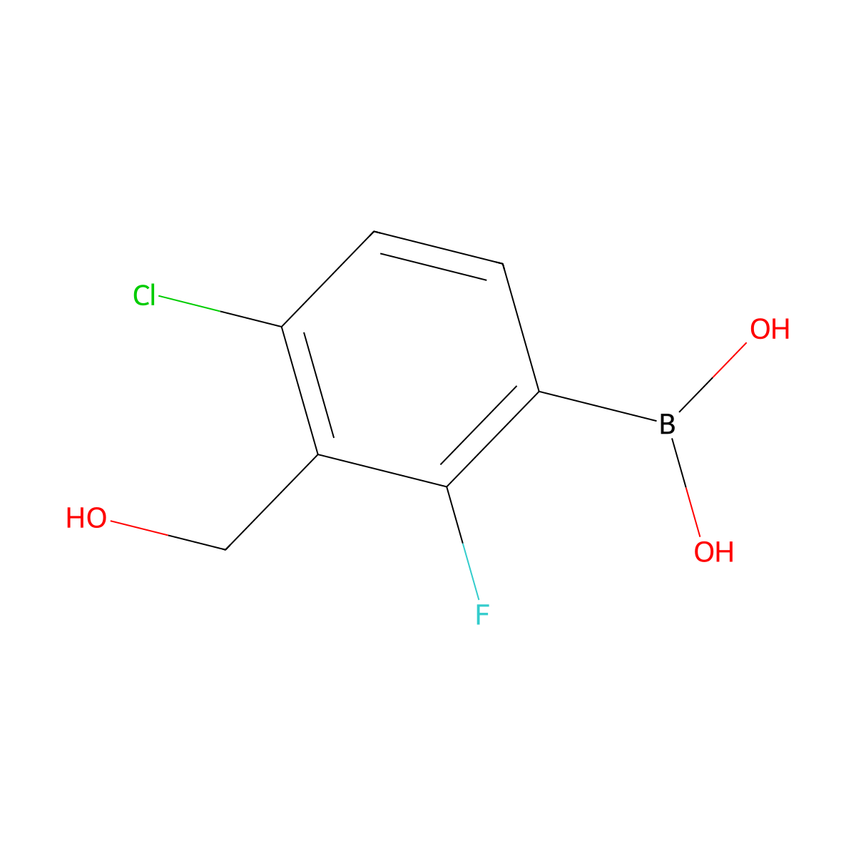 4-Chloro-2-fluoro-3-hydroxymethylphenylboronic acid molecular structure, CAS 1451393-58-0