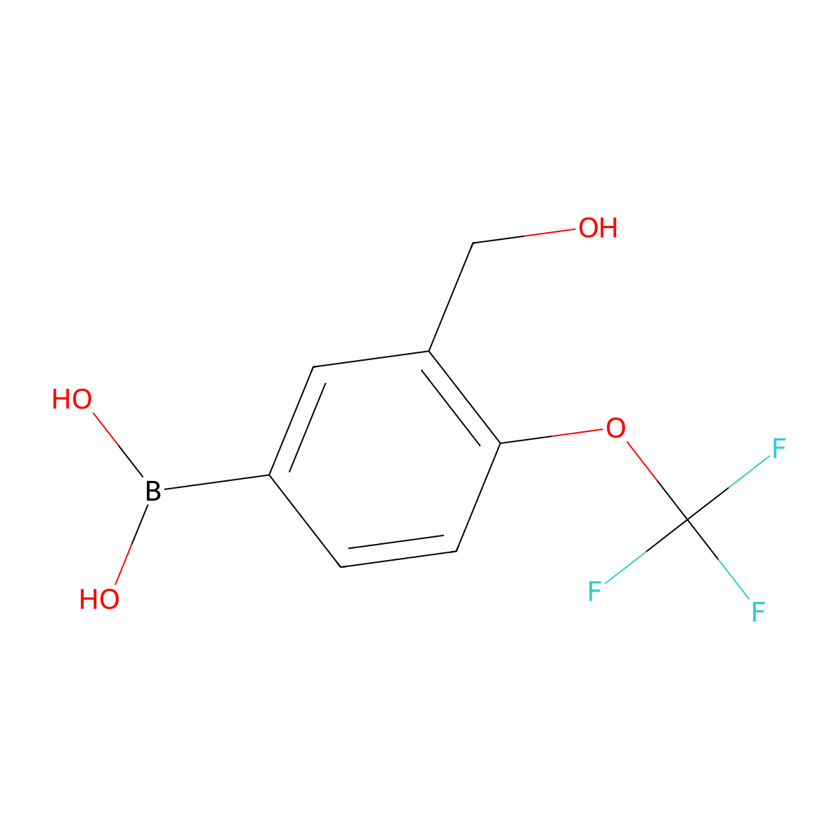 3-Hydroxymethyl-4-(trifluoromethoxy)phenylboronic acid molecular structure, CAS 1451393-59-1