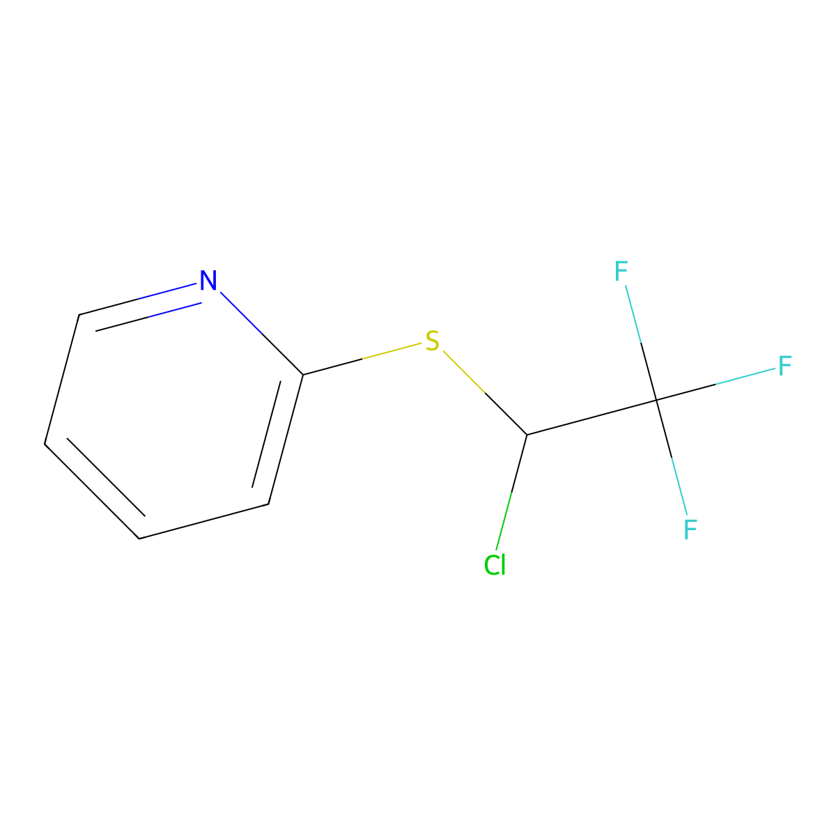 2-[(1-Chloro-2,2,2-trifluoroethyl)thio]pyridine molecular structure, CAS 145143-27-7