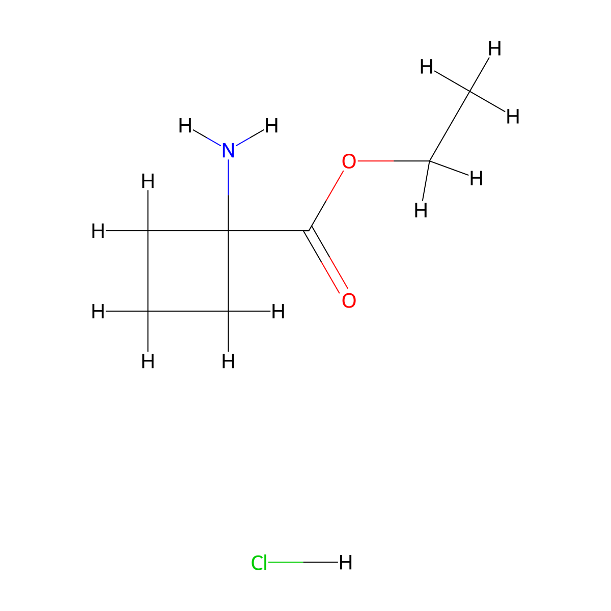 Ethyl 1-aminocyclobutane-1-carboxylate hydrochloride molecular structure, CAS 145143-60-8
