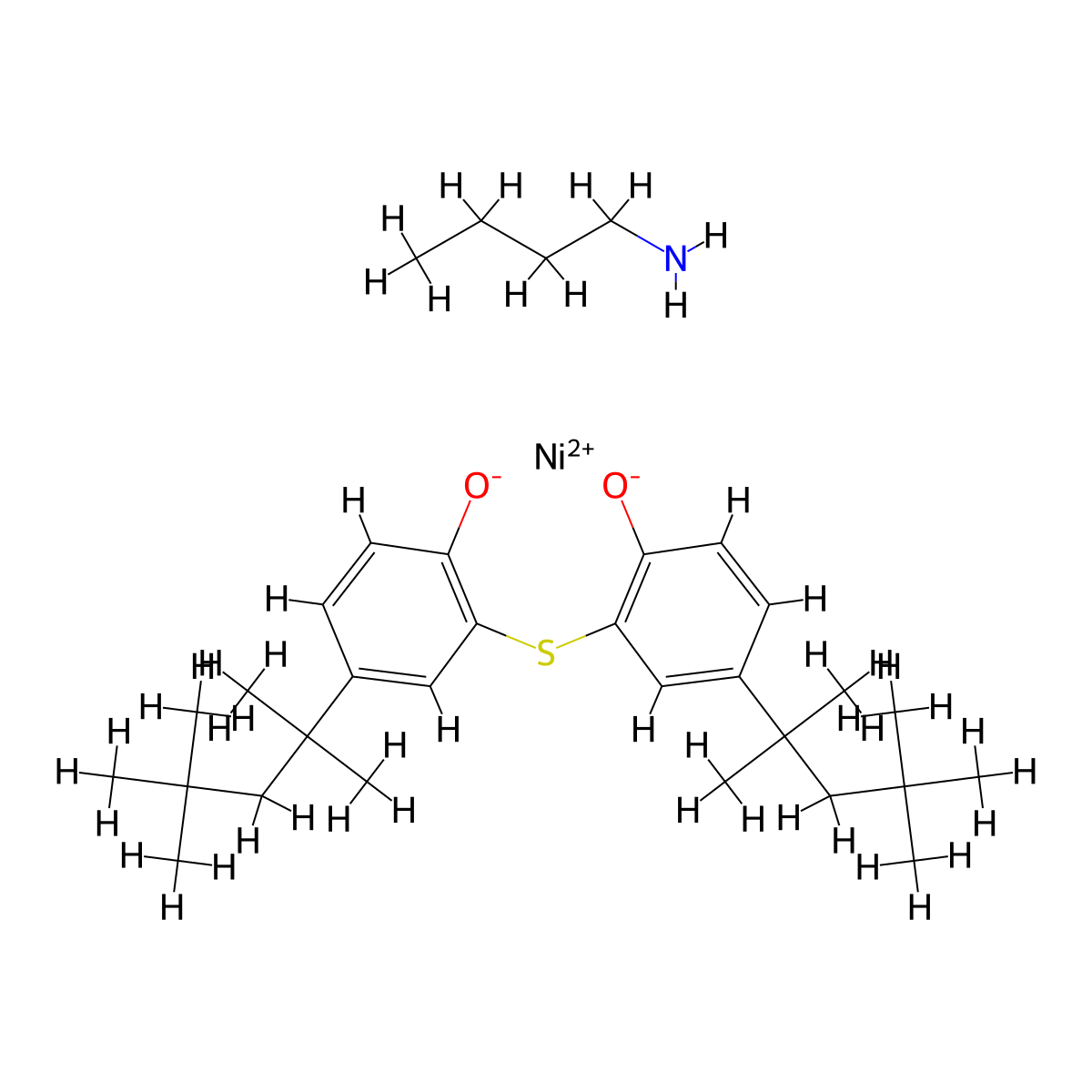 (butylamine)[[2,2'-thiobis[4-(1,1,3,3-tetramethylbutyl)phenolato]](2-)-O,O',S]nickel molecular structure, CAS 14516-71-3