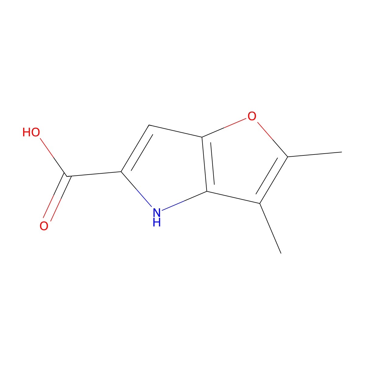 2,3-dimethyl-4H-furo[3,2-b]pyrrole-5-carboxylic acid molecular structure, CAS 145161-93-9