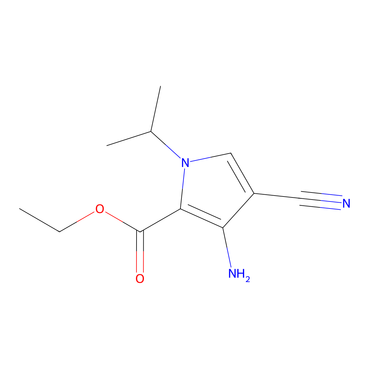 ethyl 3-amino-4-cyano-1-isopropyl-1H-pyrrole-2-carboxylate molecular structure, CAS 145162-35-2