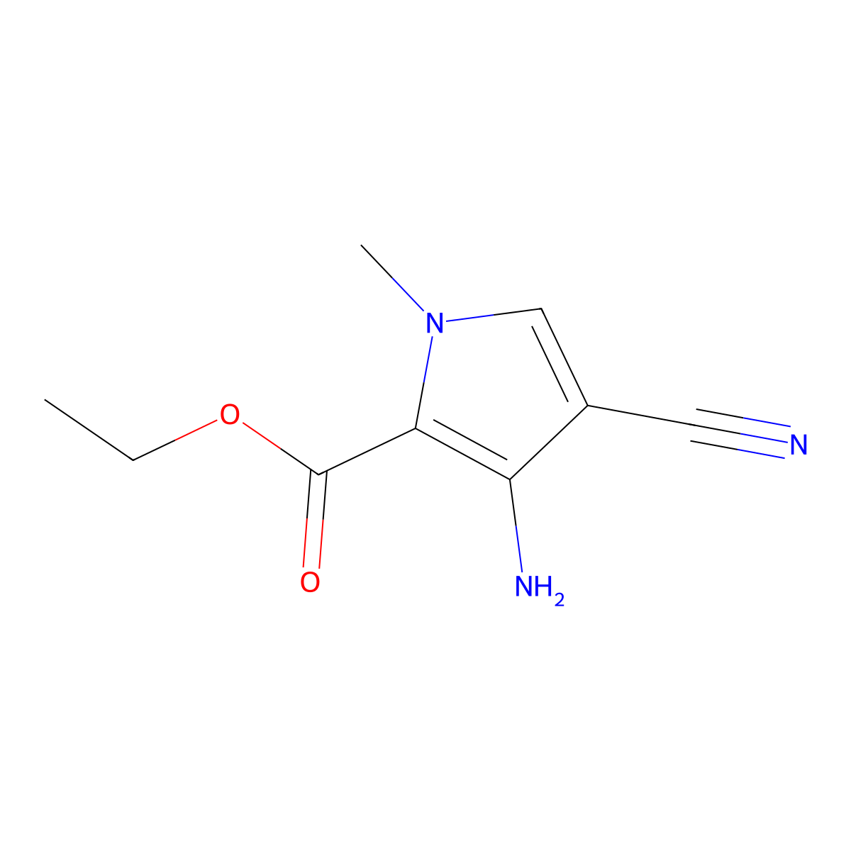 ethyl 3-amino-4-cyano-1-methyl-1H-pyrrole-2-carboxylate molecular structure, CAS 145162-36-3