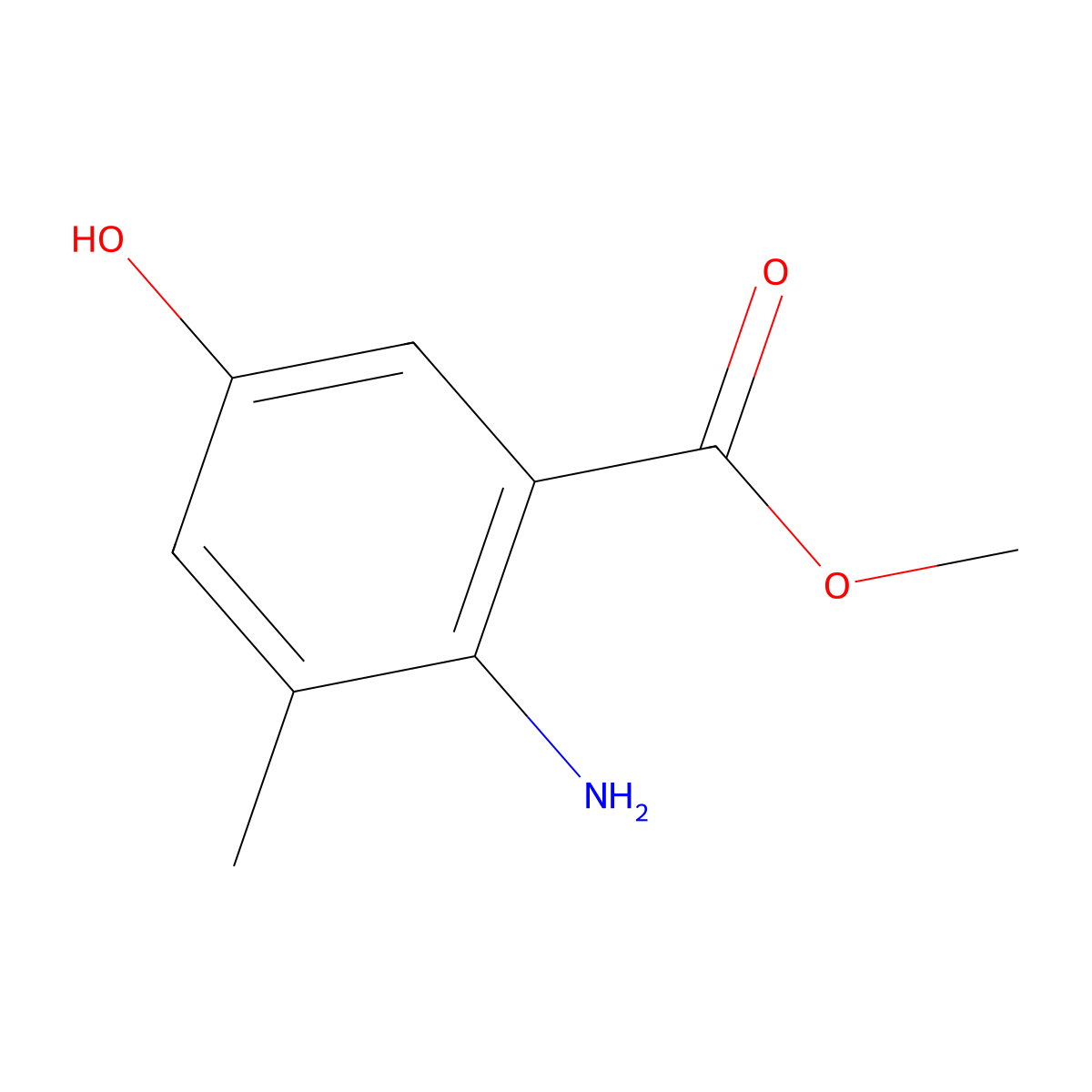 Methyl 2-amino-5-hydroxy-3-methylbenzoate molecular structure, CAS 1451730-65-6