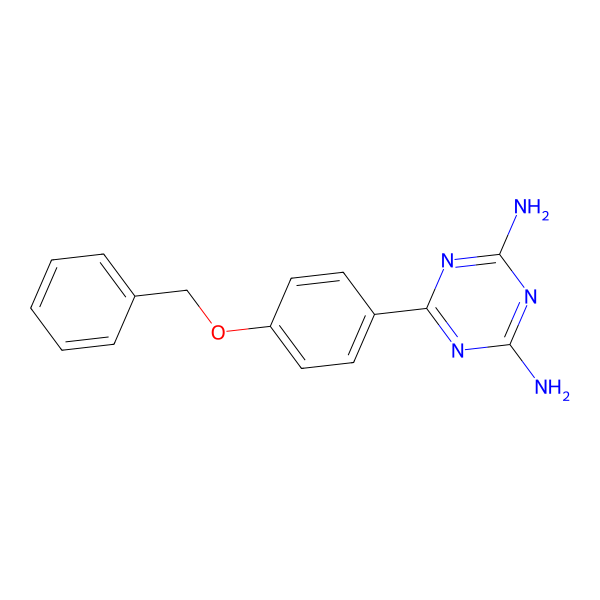 6-(4-(Benzyloxy)phenyl)-1,3,5-triazine-2,4-diamine molecular structure, CAS 145176-29-0