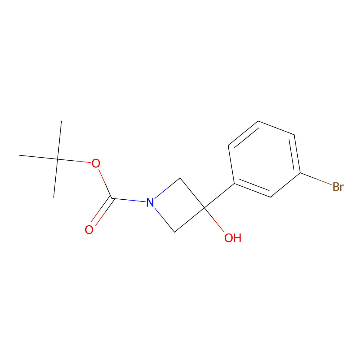 Tert-butyl 3-(3-bromophenyl)-3-hydroxyazetidine-1-carboxylate molecular structure, CAS 1451998-30-3