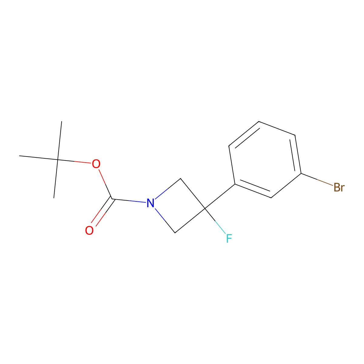 Tert-butyl 3-(3-bromophenyl)-3-fluoroazetidine-1-carboxylate molecular structure, CAS 1451998-31-4