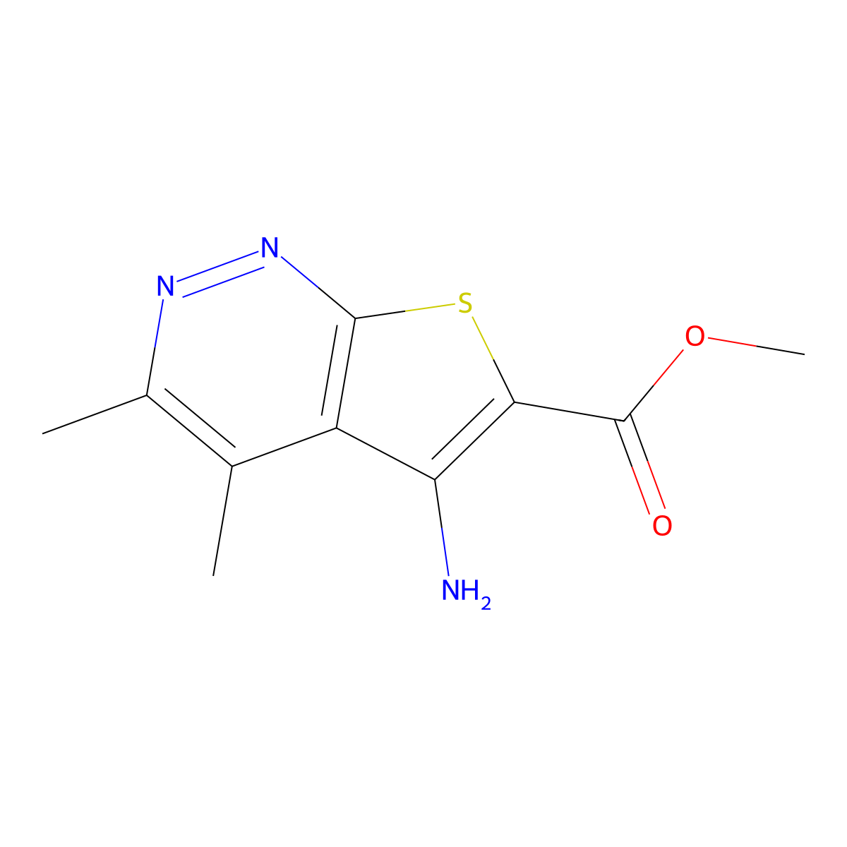 Methyl 5-amino-3,4-dimethylthieno[2,3-c]pyridazine-6-carboxylate molecular structure, CAS 1451998-35-8