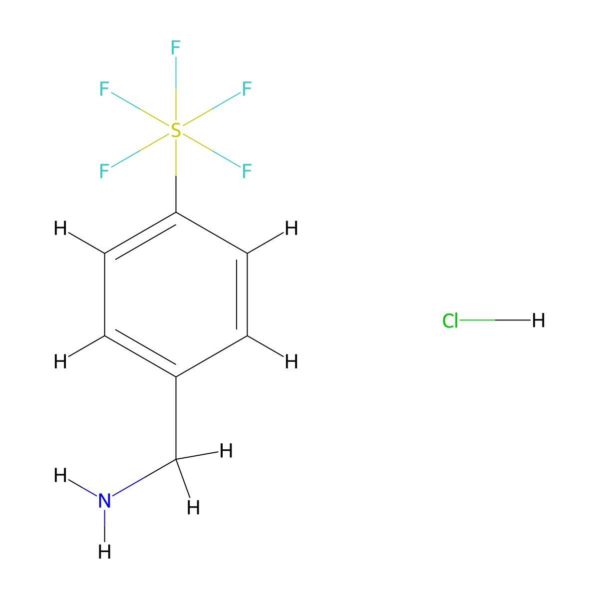 [4-(Pentafluoro-lambda6-sulfanyl)phenyl]methanamine hydrochloride molecular structure, CAS 1451998-56-3