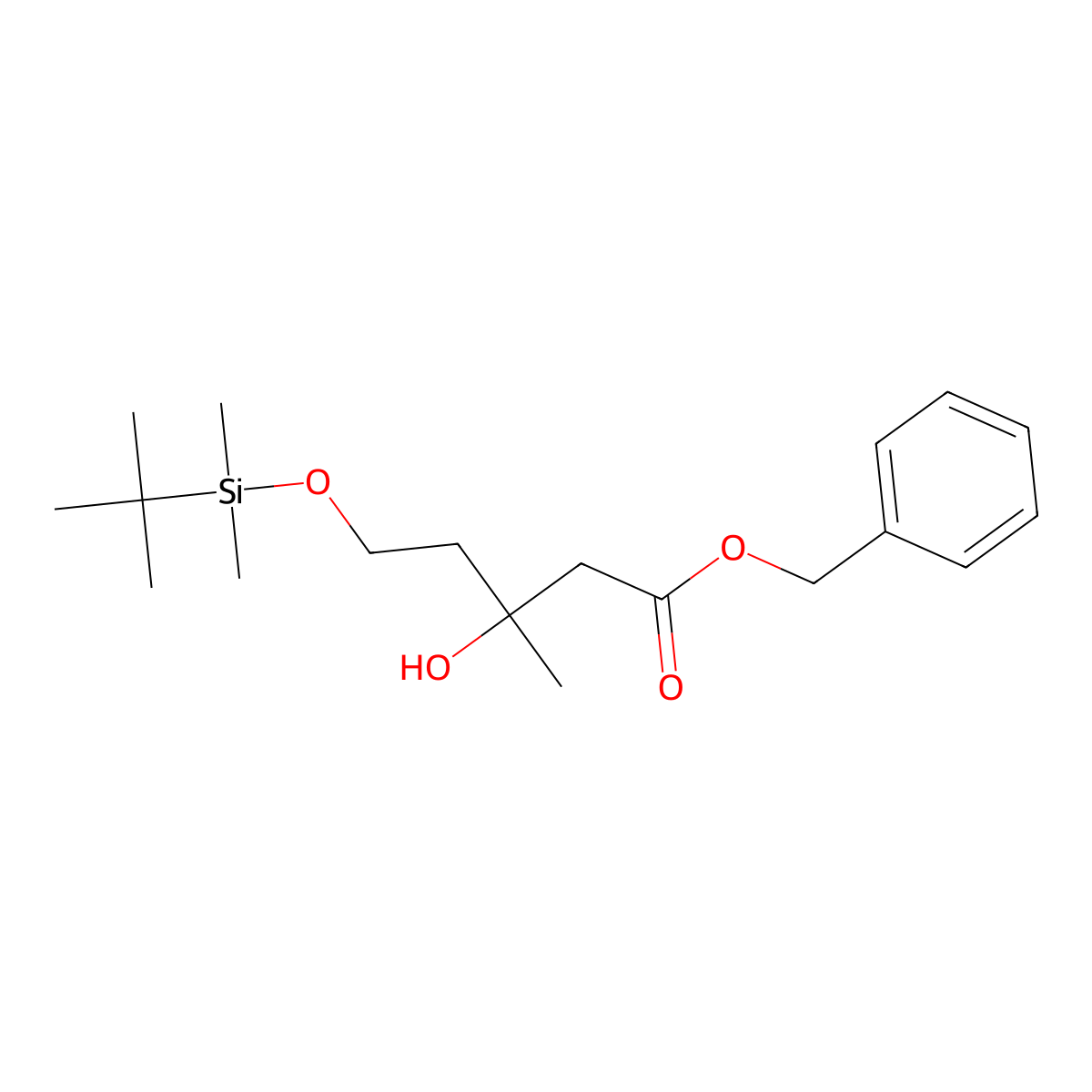 Benzyl 5-((tert-butyldimethylsilyl)oxy)-3-hydroxy-3-methylpentanoate molecular structure, CAS 1452161-94-2