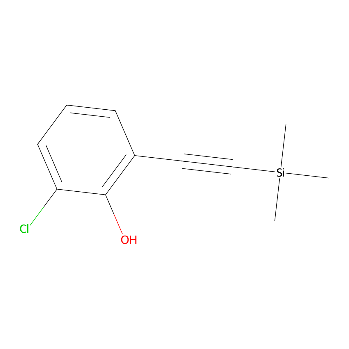 2-Chloro-6-(2-trimethylsilylethynyl)phenol molecular structure, CAS 1452164-06-5
