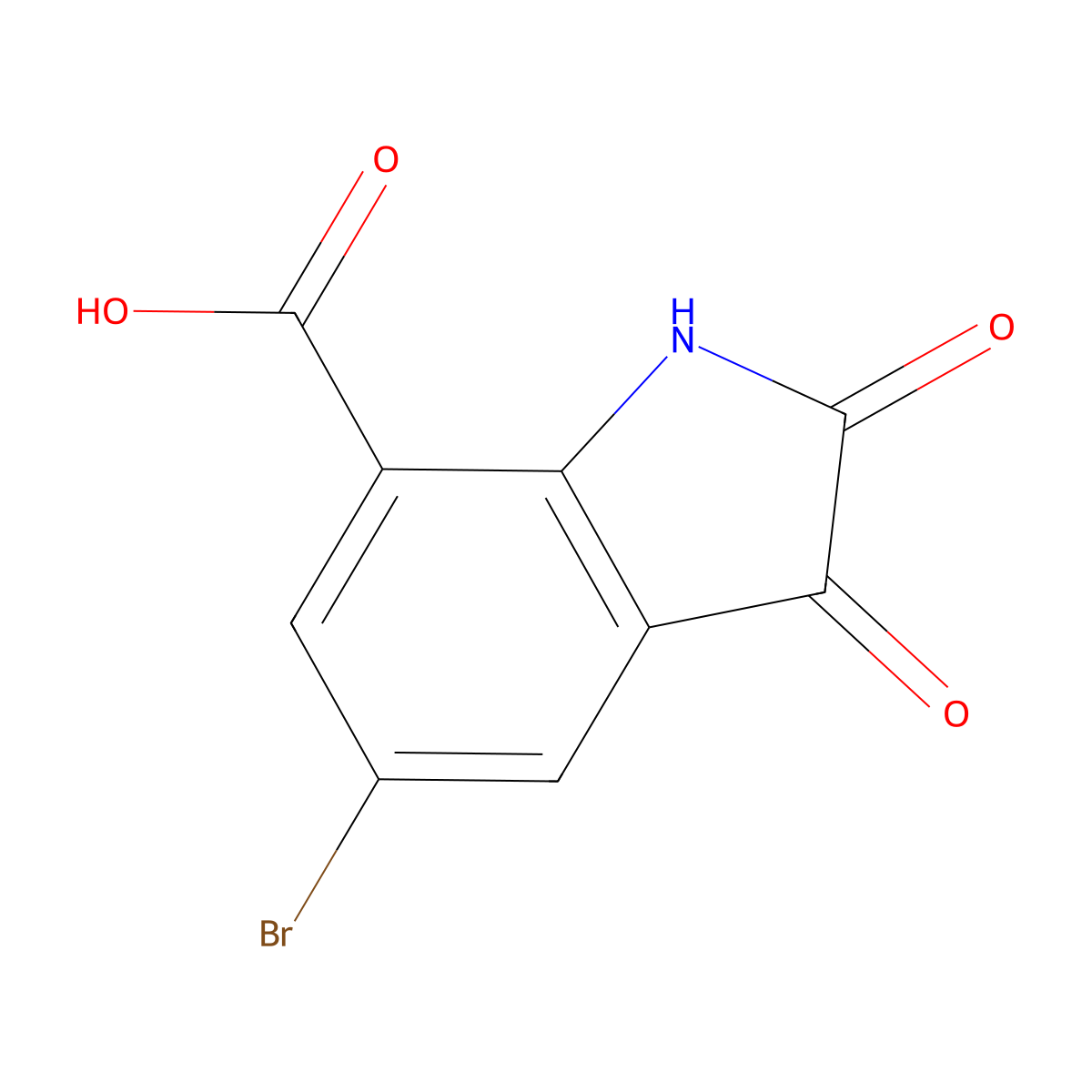 1H-Indole-7-carboxylic acid, 5-bromo-2,3-dihydro-2,3-dioxo- molecular structure, CAS 1452166-15-2