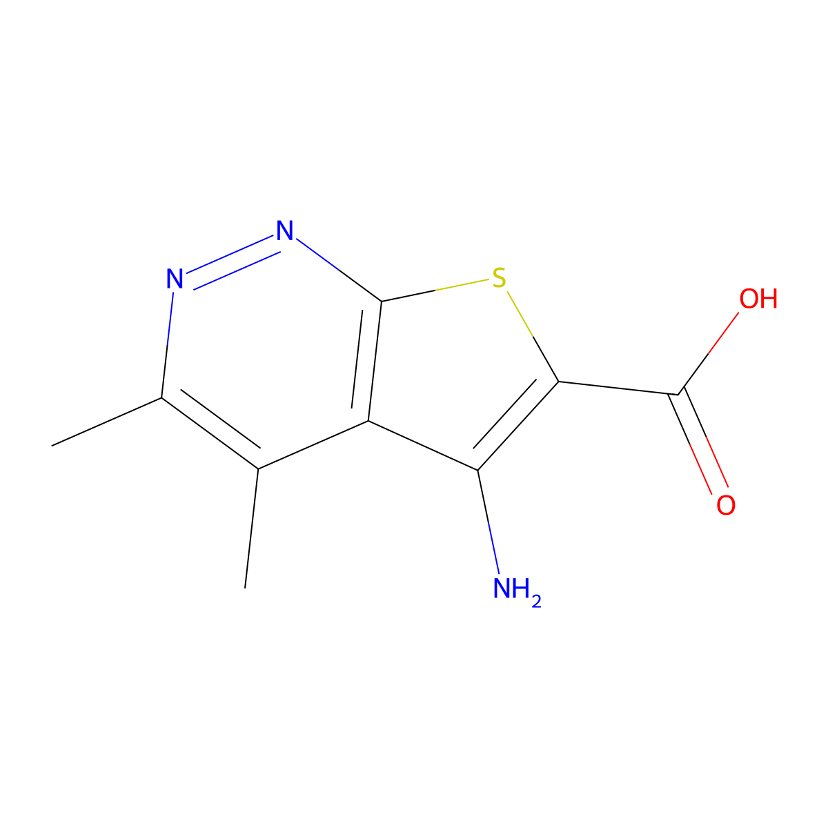 5-Amino-3,4-dimethylthieno[2,3-c]pyridazine-6-carboxylic acid molecular structure, CAS 1452226-14-0