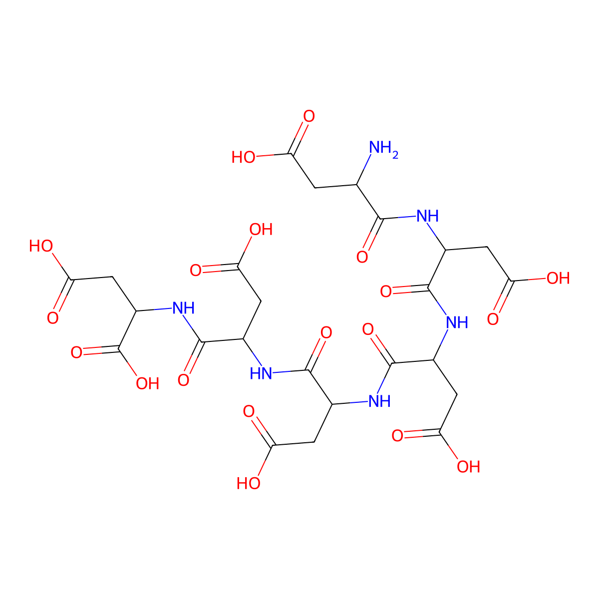 Asp-Asp-Asp-Asp-Asp-Asp molecular structure, CAS 145224-96-0