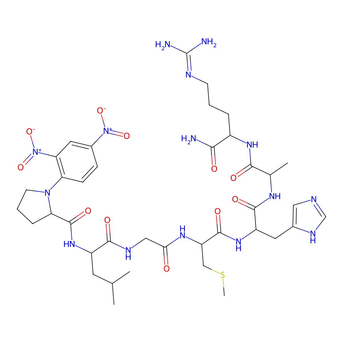 Dnp-pro-leu-gly-cys(ME)-his-ala-D-arg-NH2 molecular structure, CAS 145224-98-2