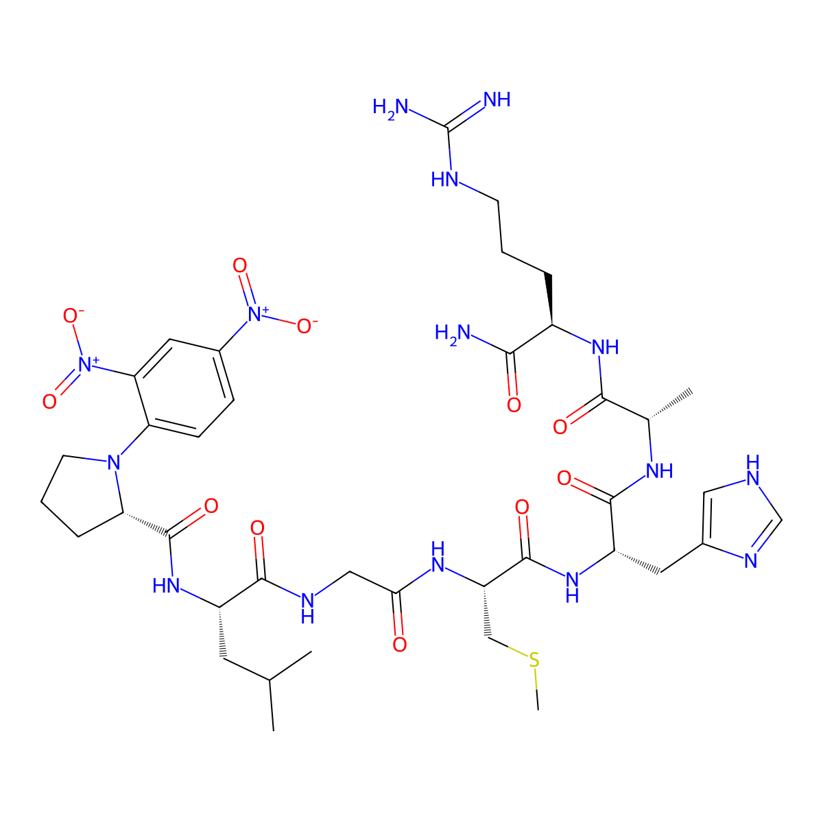 Dnp-pro-leu-gly-cys(ME)-his-ala-D-arg-NH2 molecular structure, CAS 145224-98-2