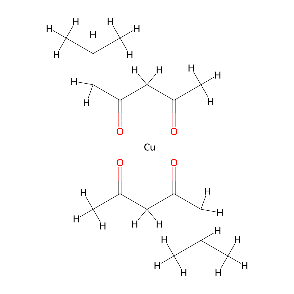 Bis(6-methyl-2,4-heptanedionato)copper molecular structure, CAS 14523-00-3