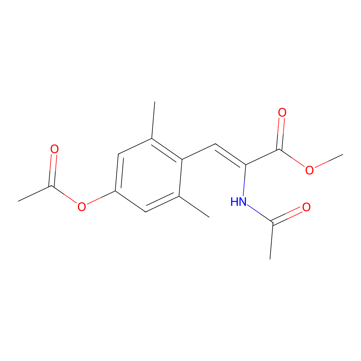 Methyl (2Z)-2-(acetylamino)-3-[4-(acetyloxy)-2,6-dimethylphenyl]-2-propenoate molecular structure, CAS 145235-85-4