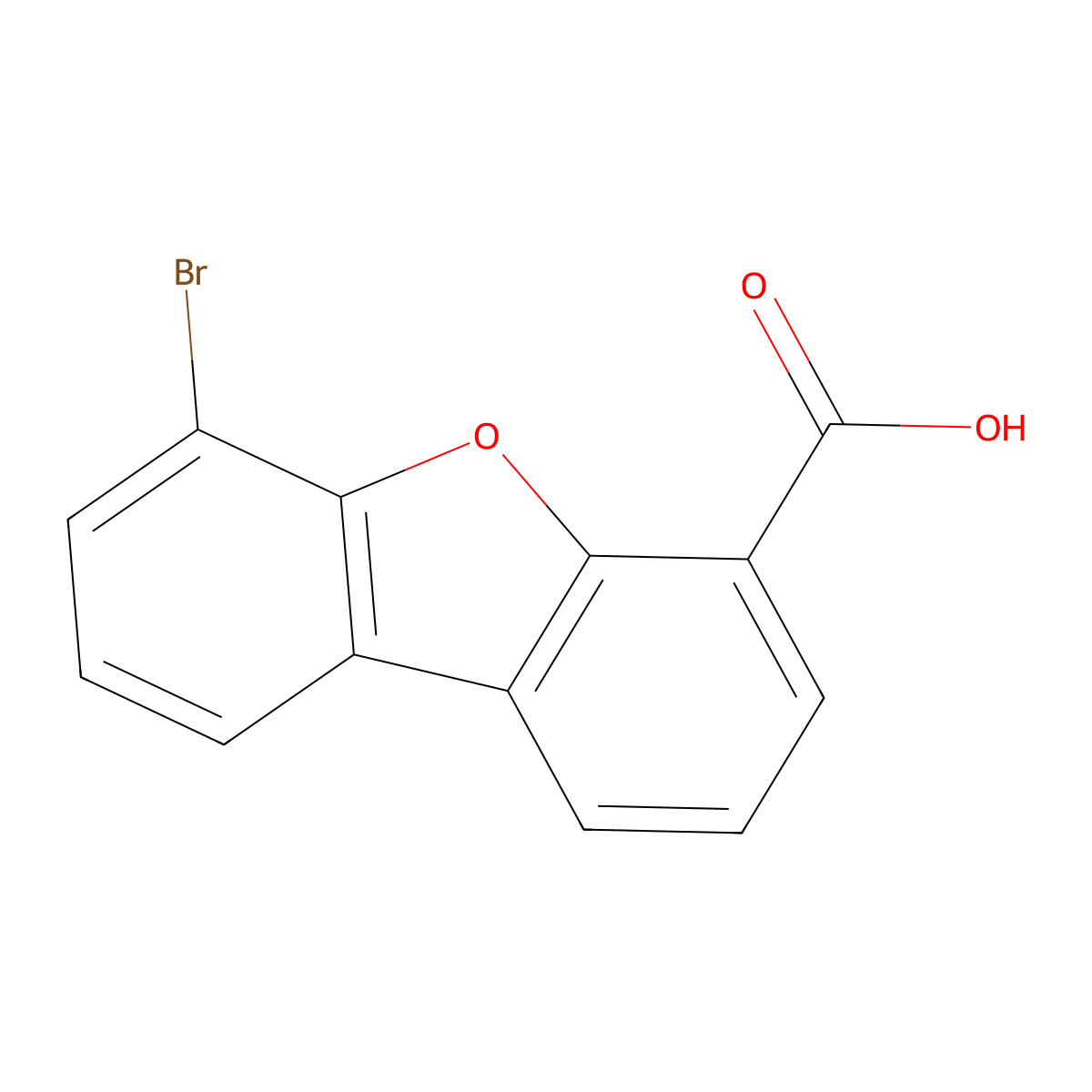 4-Dibenzofurancarboxylic acid, 6-bromo- molecular structure, CAS 145238-15-9