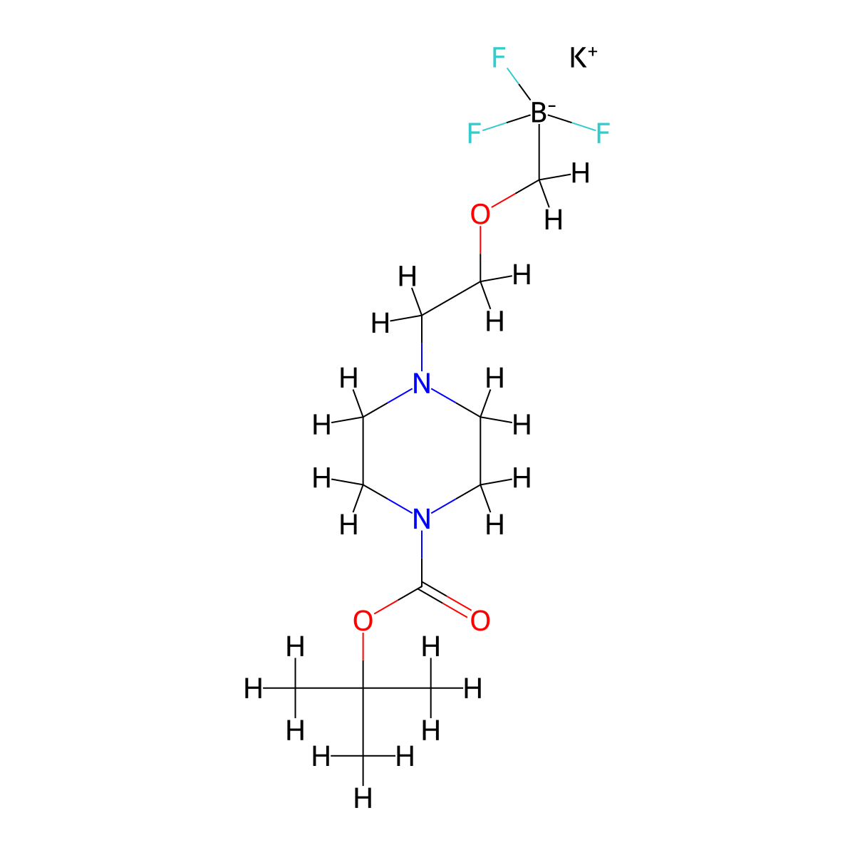 Potassium 2-(4-Boc-piperazin-1-yl)ethoxymethyltrifluoroborate molecular structure, CAS 1452383-14-0