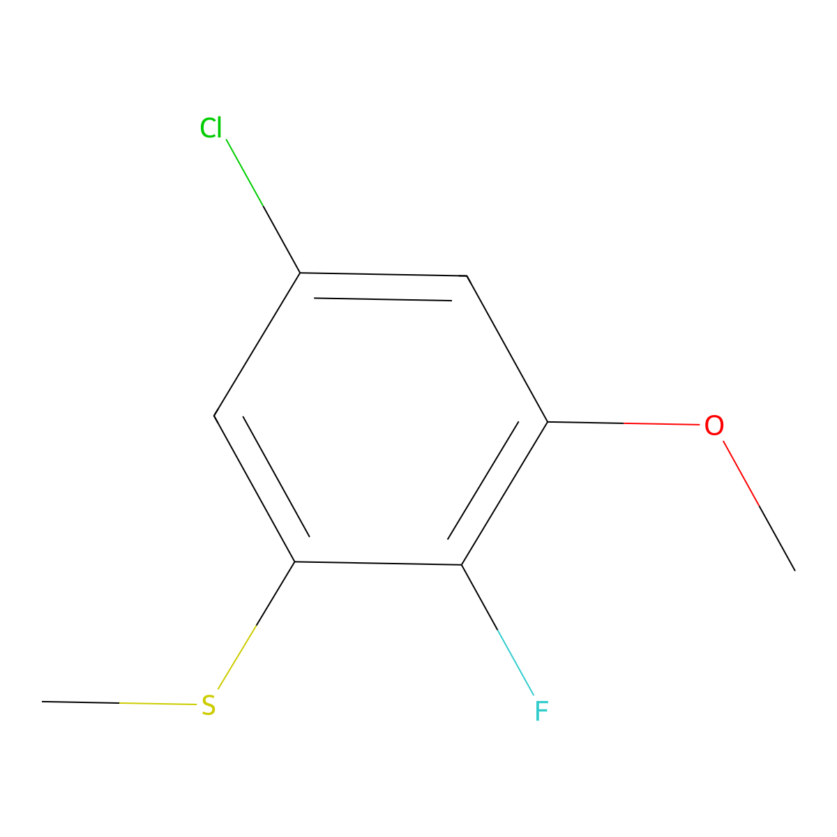 (5-Chloro-2-fluoro-3-methoxyphenyl)(methyl)sulfane molecular structure, CAS 1452479-02-5