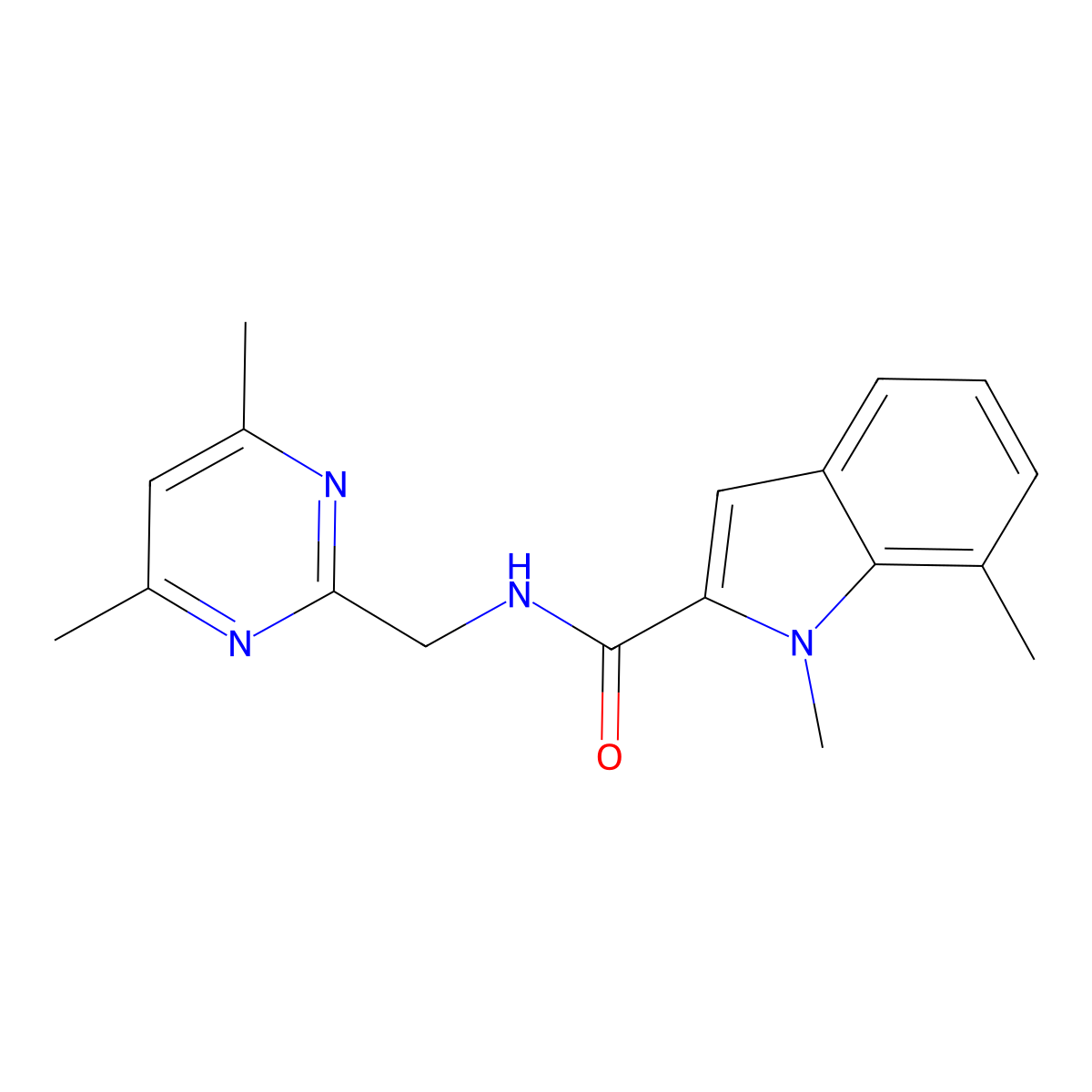 N-[(4,6-Dimethylpyrimidin-2-yl)methyl]-1,7-dimethyl-1H-indole-2-carboxamide molecular structure, CAS 1452488-69-5