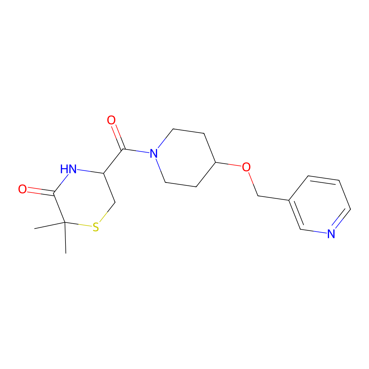 2,2-Dimethyl-5-{[4-(3-pyridinylmethoxy)-1-piperidinyl]carbonyl}-3-thiomorpholinone molecular structure, CAS 1452503-83-1