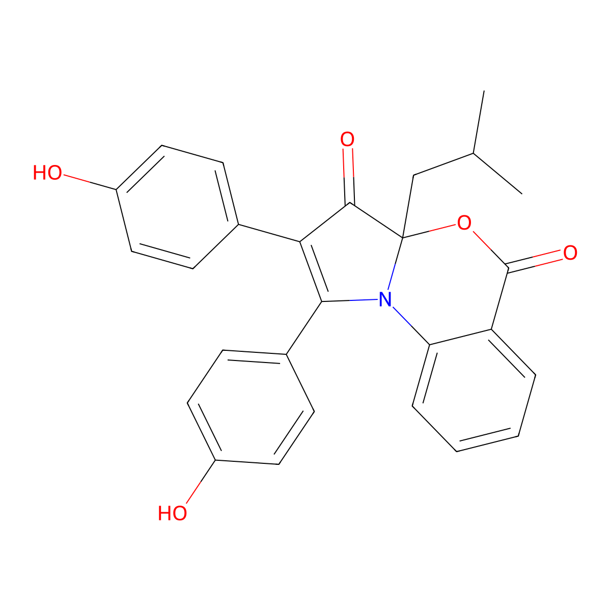 1,2-bis(4-hydroxyphenyl)-3a-isobutyl-3H-benzo[d]pyrrolo[2,1-b][1,3]oxazine-3,5(3aH)-dione molecular structure, CAS 1452507-29-7