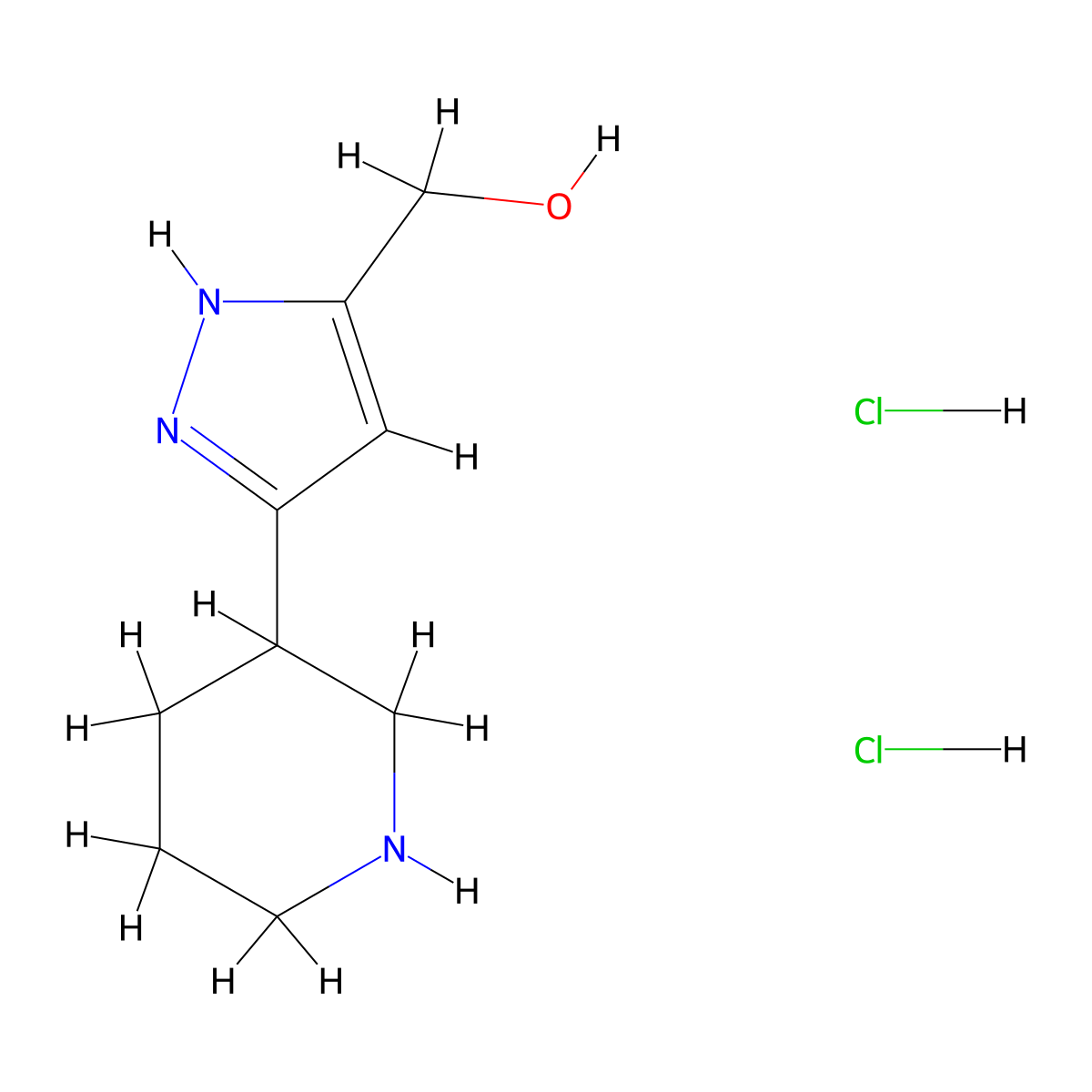 (5-Piperidin-3-yl-2H-pyrazol-3-yl)-methanol dihydrochloride molecular structure, CAS 1452521-10-6