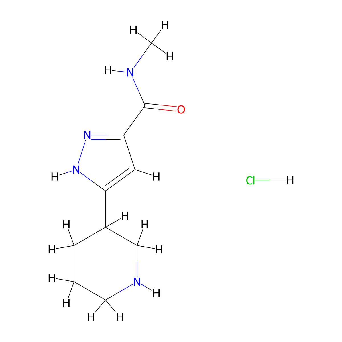 5-Piperidin-3-yl-2H-pyrazole-3-carboxylic acid methylamidehydrochloride molecular structure, CAS 1452521-79-7