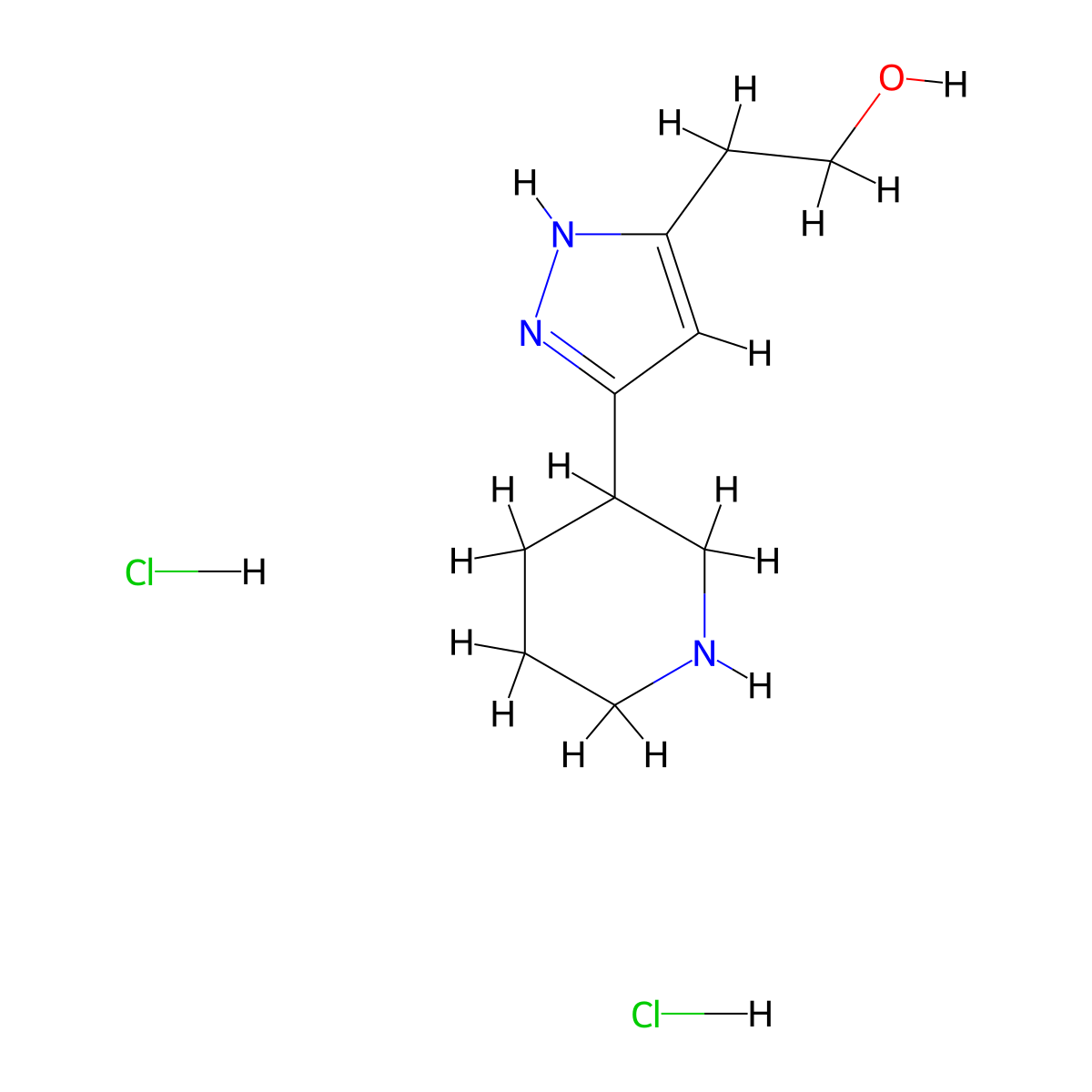 2-(3-(Piperidin-3-yl)-1H-pyrazol-5-yl)ethanol dihydrochloride molecular structure, CAS 1452522-69-8
