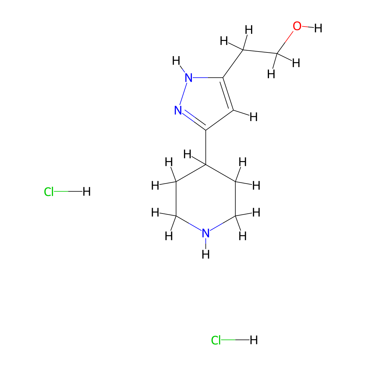 2-(5-Piperidin-4-yl-2H-pyrazol-3-yl)-ethanol dihydrochloride molecular structure, CAS 1452523-27-1