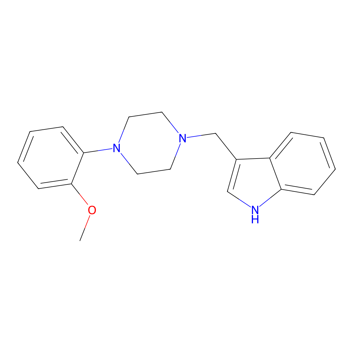 1H-Indole, 3-[[4-(2-methoxyphenyl)-1-piperazinyl]methyl]- molecular structure, CAS 145253-98-1