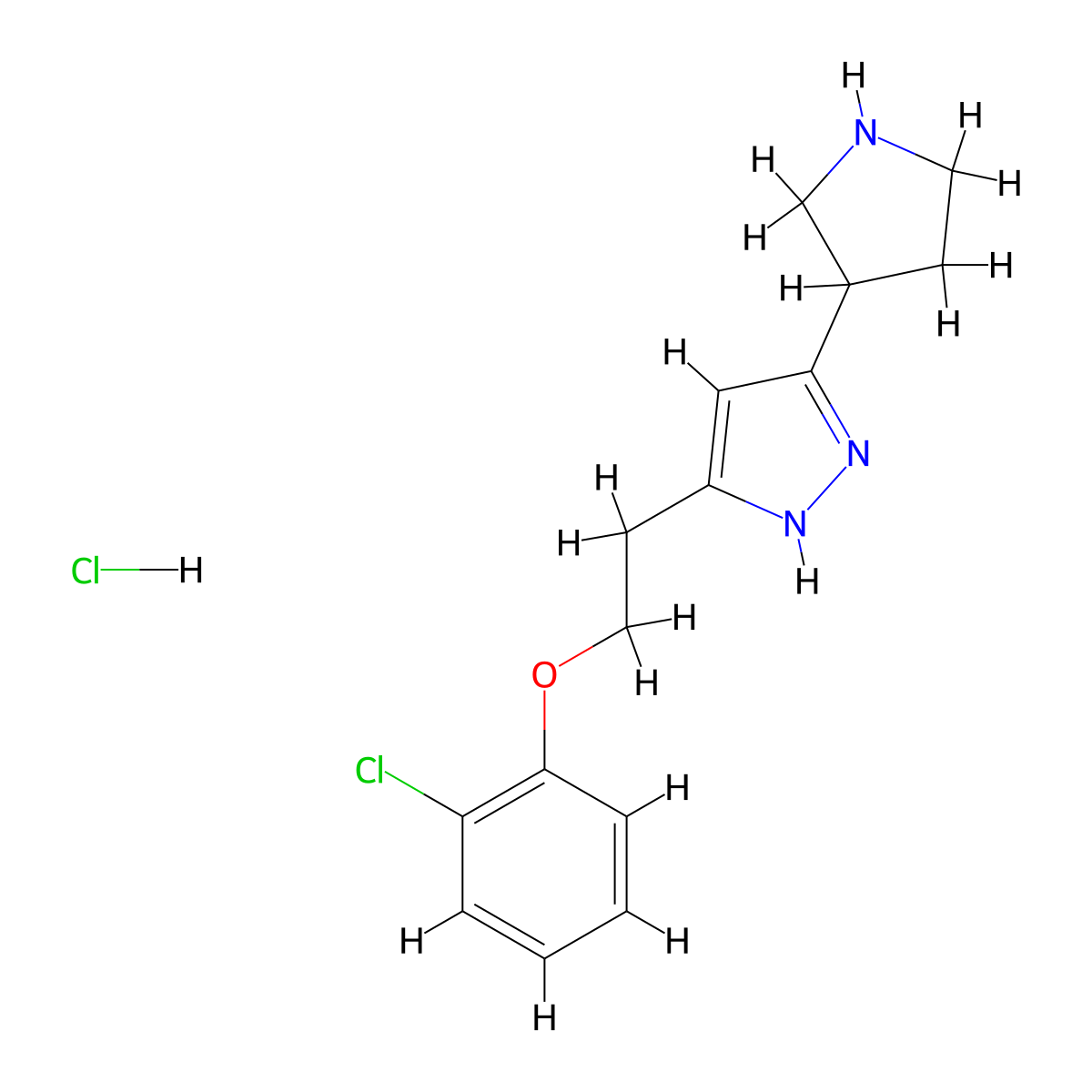 5-[2-(2-Chloro-phenoxy)-ethyl]-3-pyrrolidin-3-yl-1H-pyrazole hydrochloride molecular structure, CAS 1452547-56-6