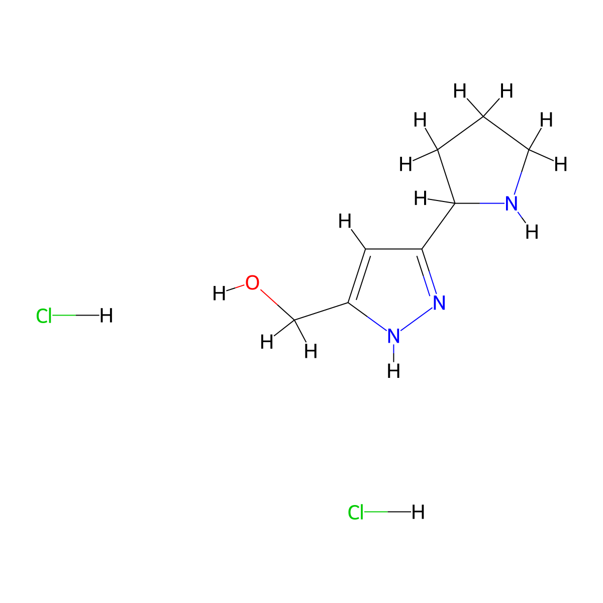 (5-Pyrrolidin-2-yl-2H-pyrazol-3-yl)-methanol dihydrochloride molecular structure, CAS 1452548-03-6