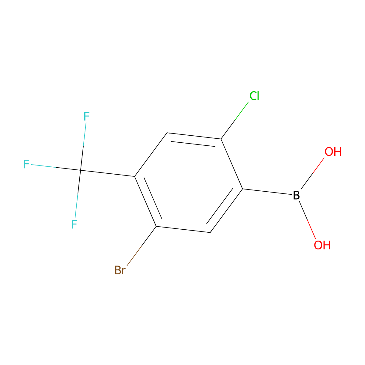 (5-Bromo-2-chloro-4-(trifluoromethyl)phenyl)boronic acid molecular structure, CAS 1452574-71-8