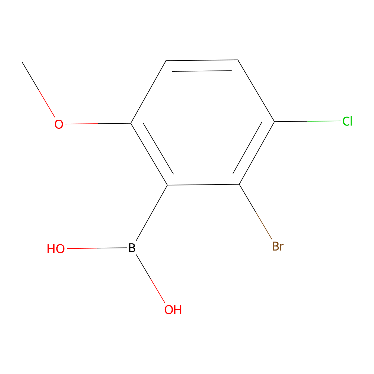 (2-Bromo-3-chloro-6-methoxyphenyl)boronic acid molecular structure, CAS 1452575-89-1