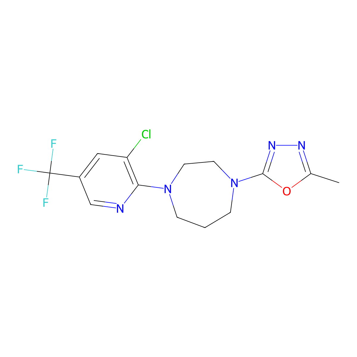 2-(4-(3-Chloro-5-(trifluoromethyl)pyridin-2-yl)-1,4-diazepan-1-yl)-5-methyl-1,3,4-oxadiazole molecular structure, CAS 1452576-10-1