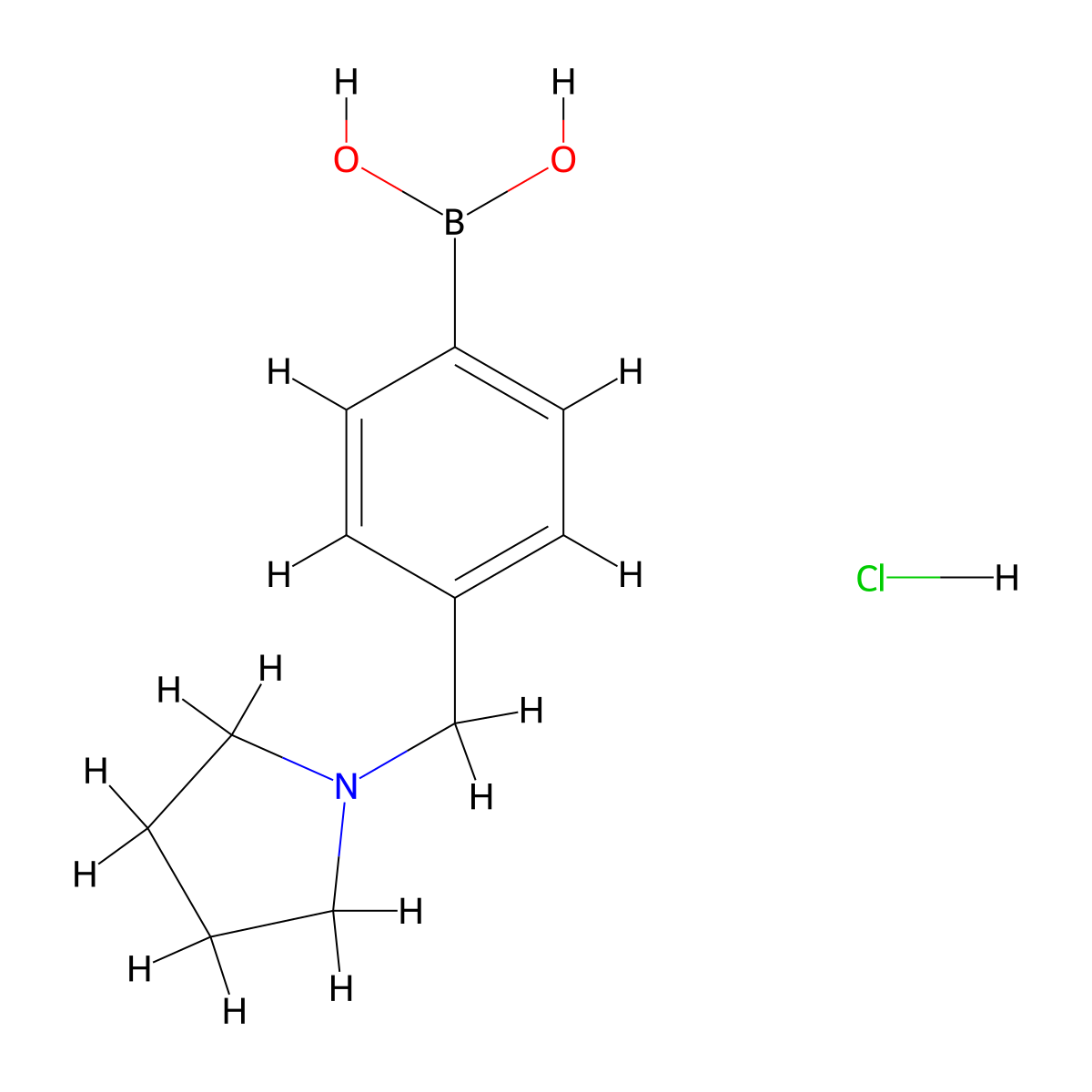 (4-(Pyrrolidin-1-ylmethyl)phenyl)boronic acid hydrochloride molecular structure, CAS 1452577-03-5